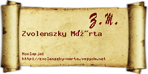 Zvolenszky Márta névjegykártya
