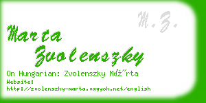 marta zvolenszky business card